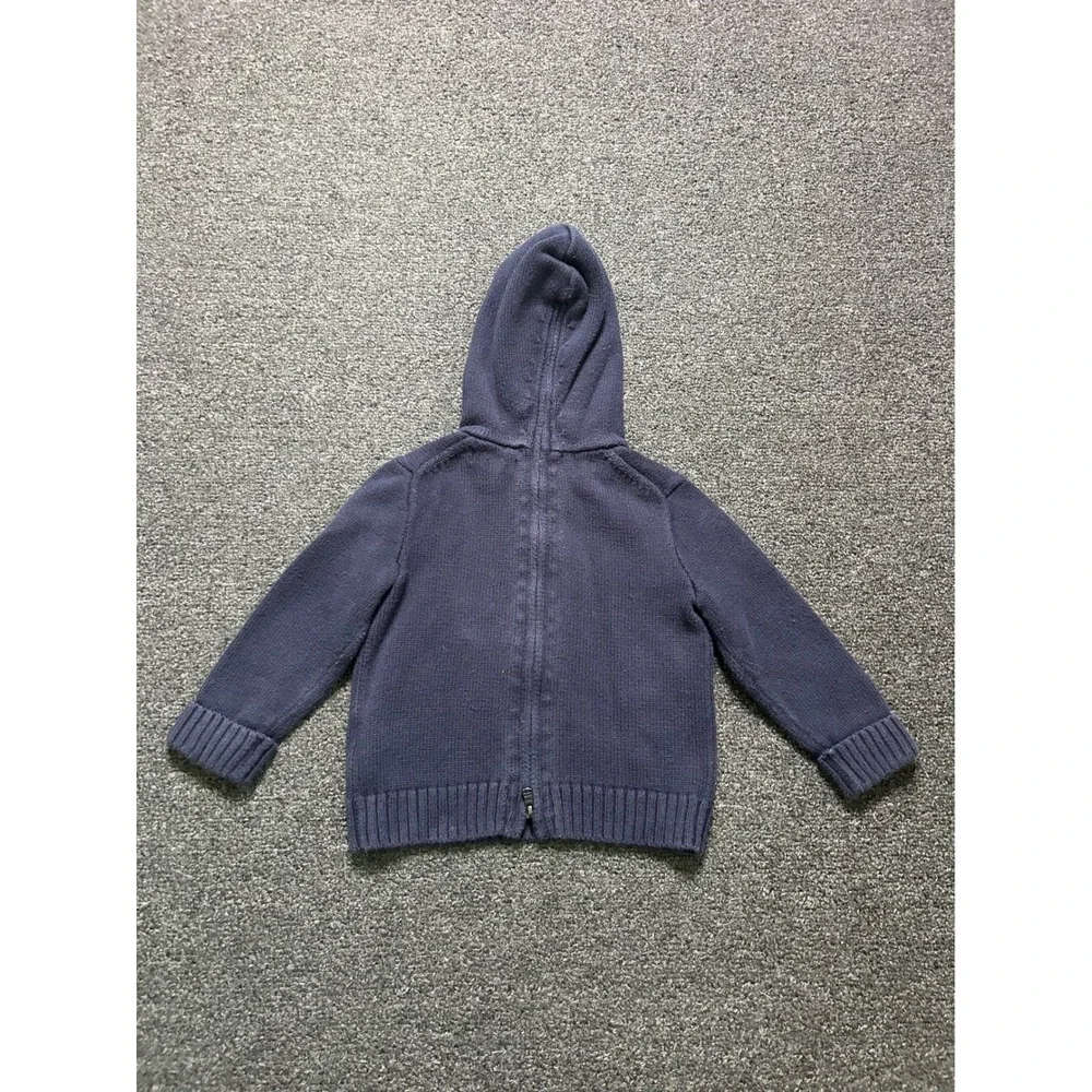 Ralph Lauren Knit Hoodie Navy Blue Toddler 18M Big Pony Tie Dye Back Zip Sweater